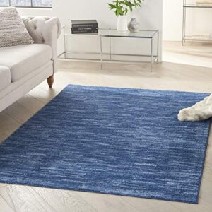 nourison essentials solid contemporary navy blue 5' x 7' area rug