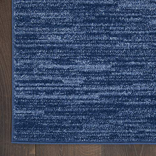 Nourison Essentials Solid Contemporary Navy Blue 5' X 7' Area Rug