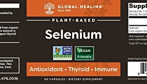 Global Healing Center Detoxadine and Selenium Kit-Organic Nascent Liquid Iodine Supplement Drops & Vegan Antioxidant for Thyroid Support & Normal Immune System Health-Women & Men-1 Fl Oz & 60 Capsules