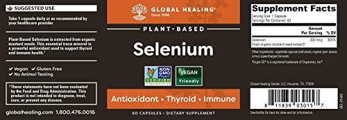 Global Healing Center Detoxadine and Selenium Kit-Organic Nascent Liquid Iodine Supplement Drops & Vegan Antioxidant for Thyroid Support & Normal Immune System Health-Women & Men-1 Fl Oz & 60 Capsules