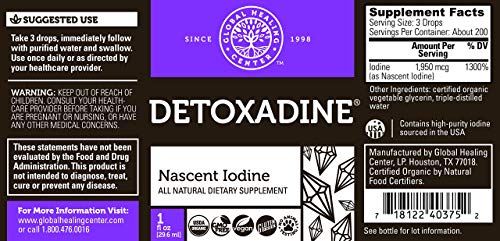 Global Healing Center Detoxadine and Selenium Kit-Organic Nascent Liquid Iodine Supplement Drops & Vegan Antioxidant for Thyroid Support & Normal Immune System Health-Women & Men-1 Fl Oz & 60 Capsules