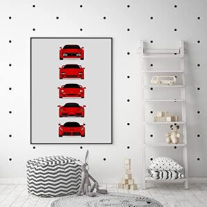 Ferrari Halo Generations Inspired Car Poster - Handmade Print of 288 GTO, F40, F50, Enzo, LaFerrari - Red, 8x10" Satin Print (Unframed) - Perfect Gift for Car Enthusiast