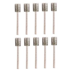 10 PCS Diamond Grinding Bits, 10mm Cylinder Head,1/8” Shank, Diamond Coated Mounted Points Grinder Bits