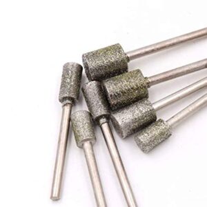 10 PCS Diamond Grinding Bits, 10mm Cylinder Head,1/8” Shank, Diamond Coated Mounted Points Grinder Bits