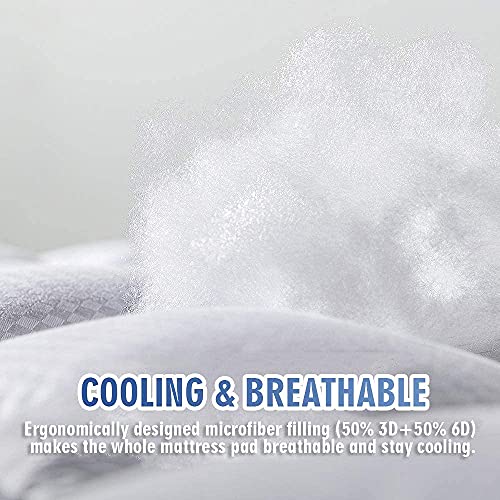 MATBEBY Bedding Quilted Fitted Mattress Pad Cooling Breathable Fluffy Soft Stretches up to 21 Inch Deep, Full Size, White, Mattress Topper Mattress Protector