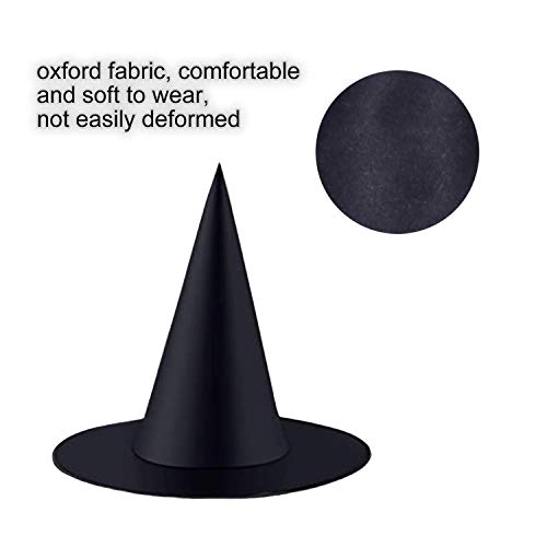 ZeeDix 8 Pcs Halloween Black Witch Hats- Halloween Hanging Decorations Witch Hat with 98 Feet Hanging Rope for Halloween Costume Accessories Party Decoration