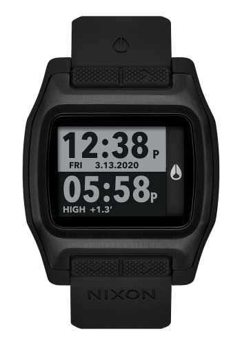 NIXON High Tide A1308 - All Black - Digital Watch for Men and Women - Water Resistant Surfing, Diving, Fishing Watch - Men’s Water Sport Watches - Customizable 44 mm Face, 23mm PU Band