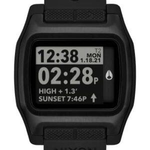 NIXON High Tide A1308 - All Black - Digital Watch for Men and Women - Water Resistant Surfing, Diving, Fishing Watch - Men’s Water Sport Watches - Customizable 44 mm Face, 23mm PU Band