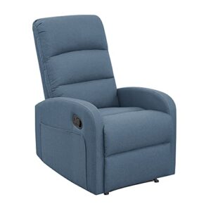 newridge home goods charlotte upholstered manual recliner, denim blue