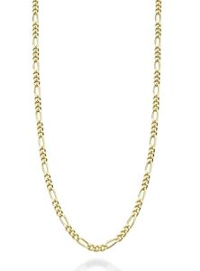 miabella solid 18k gold over sterling silver italian 2.3mm diamond-cut figaro link chain necklace for women men, 925 made in italy (length 18 inch (small))