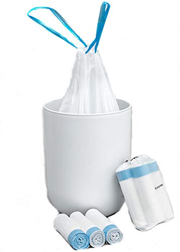 Strong Kitchen Trash Bags Drawstring 4 Gallon Garbage Bags Unscented Wastebasket Bin Trash Can Liners Small Trash Bag for Kitchen,Bathroom,Bedroom,Home,Office,car(Pure white)