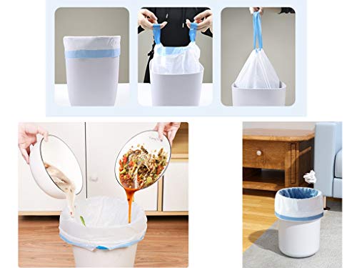 Strong Kitchen Trash Bags Drawstring 4 Gallon Garbage Bags Unscented Wastebasket Bin Trash Can Liners Small Trash Bag for Kitchen,Bathroom,Bedroom,Home,Office,car(Pure white)