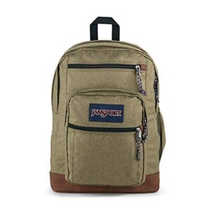 jansport cool backpack, with 15-inch laptop sleeve, army green letterman poly - large computer bag with 2 compartments, ergonomic straps - bag for men, women