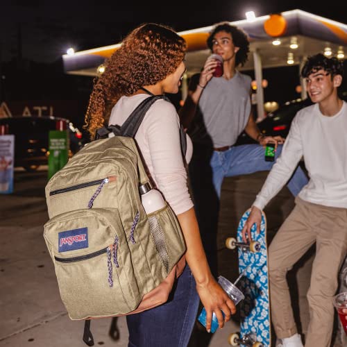 JanSport Cool Backpack, with 15-inch Laptop Sleeve, Army Green Letterman Poly - Large Computer Bag with 2 Compartments, Ergonomic Straps - Bag for Men, Women