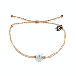 pura vida silver wander bracelet - 100% waterproof, adjustable band - brand charm, café de leche