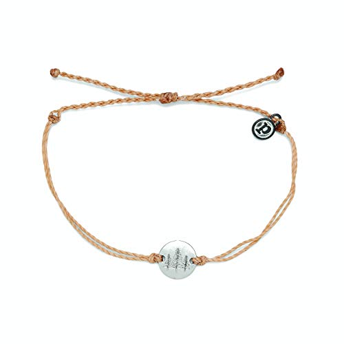 Pura Vida Silver Wander Bracelet - 100% Waterproof, Adjustable Band - Brand Charm, Café De Leche