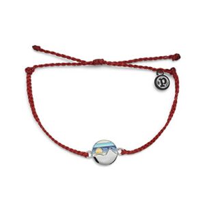 pura vida silver reversible twin peaks bracelet - 100% waterproof, adjustable band - dark red