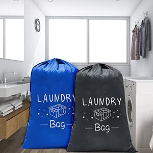 Sylfairy 2 Pack Extra Large Travel Laundry Bag, 24" x 36" Durable Rip-Stop Dirty Clothes Organizer with Drawstring, Heavy Duty Travel Laundry Bag, Large Laundry Hamper Liner, Machine Wash (Navy+Black)