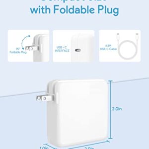 Mac Book Pro Charger, 61W/67W USB C Charger Power Adapter for MacBook Pro/Air 13/14 Inch, for MacBook 12 Inch,Included USB-C to USB-C Charge Cable (6.6ft/2m)