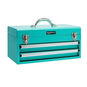 amazon basics 2-drawer steel organization chest - turquoise powder coated finish