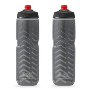 polar bottle breakaway insulated water bottle - bpa free, cycling & sports squeeze bottle (bolt - charcoal, 24 oz) - 2 pack