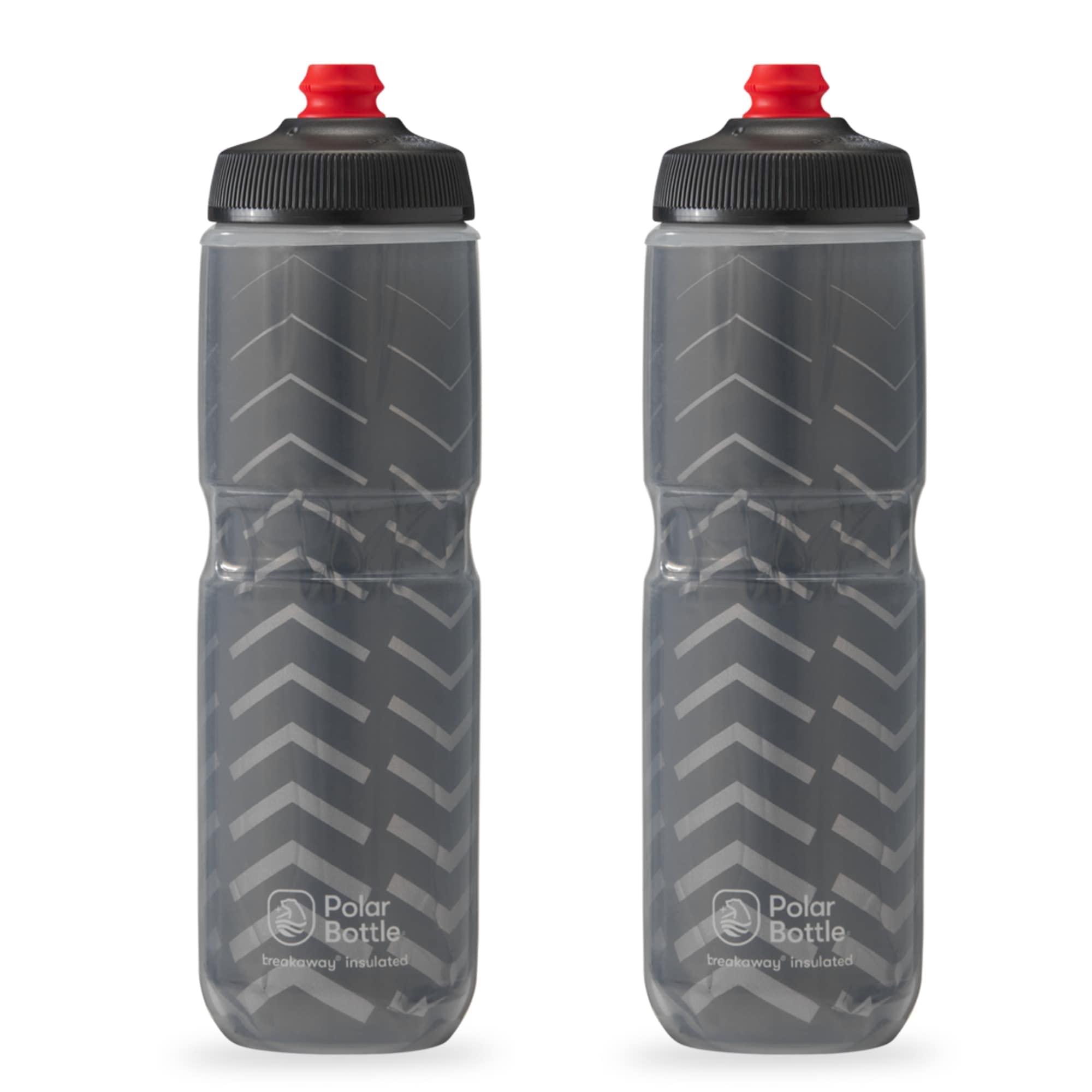 Polar Bottle Breakaway Insulated Water Bottle - BPA Free, Cycling & Sports Squeeze Bottle (Bolt - Charcoal, 24 oz) - 2 pack