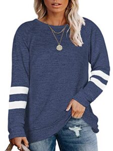 dolnine womens plus size tunic sweatshirts long sleeve shirts tops navy blue-20w