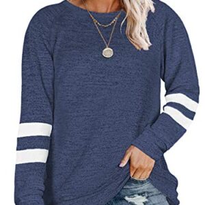 DOLNINE Womens Plus Size Tunic Sweatshirts Long Sleeve Shirts Tops Navy Blue-20W