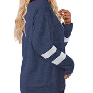 DOLNINE Womens Plus Size Tunic Sweatshirts Long Sleeve Shirts Tops Navy Blue-20W