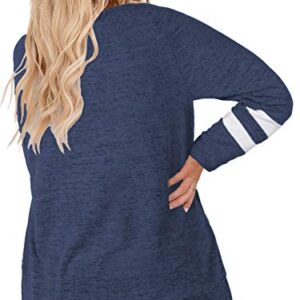 DOLNINE Womens Plus Size Tunic Sweatshirts Long Sleeve Shirts Tops Navy Blue-20W