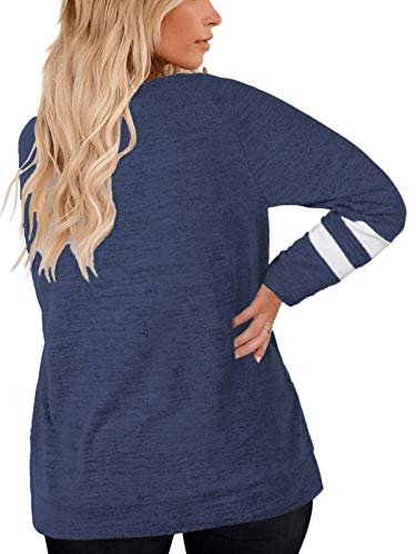 DOLNINE Womens Plus Size Tunic Sweatshirts Long Sleeve Shirts Tops Navy Blue-20W