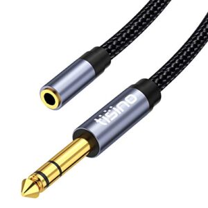 tisino 3.5mm to 1/4 headphone jack adapter cable 6.35mm 1/4" male to 1/8" female adapter for headphones, amplifiers, guitar amp, keyboard piano, home theater, speaker, mixing console - 5 feet