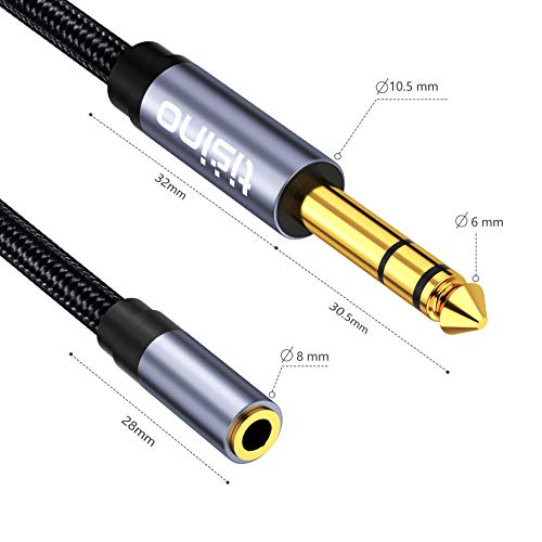 tisino 3.5mm to 1/4 Headphone Jack Adapter Cable 6.35mm 1/4" Male to 1/8" Female Adapter for Headphones, Amplifiers, Guitar Amp, Keyboard Piano, Home Theater, Speaker, Mixing Console - 5 feet