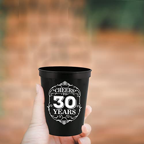 Veracco Cheers To 30 Years Old Stadium Party Cup 30th Party Favors Decoration Funny Birthday Gag Gifts For Him Her Thirty And Fabulous (Black, 12)