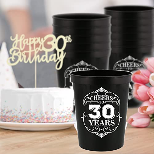 Veracco Cheers To 30 Years Old Stadium Party Cup 30th Party Favors Decoration Funny Birthday Gag Gifts For Him Her Thirty And Fabulous (Black, 12)