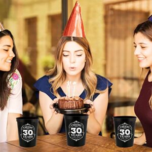 Veracco Cheers To 30 Years Old Stadium Party Cup 30th Party Favors Decoration Funny Birthday Gag Gifts For Him Her Thirty And Fabulous (Black, 12)