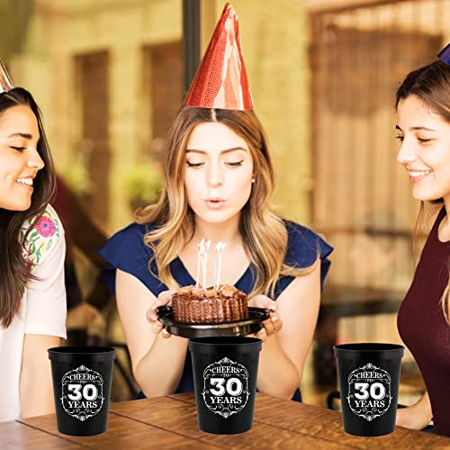 Veracco Cheers To 30 Years Old Stadium Party Cup 30th Party Favors Decoration Funny Birthday Gag Gifts For Him Her Thirty And Fabulous (Black, 12)