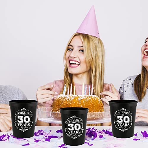 Veracco Cheers To 30 Years Old Stadium Party Cup 30th Party Favors Decoration Funny Birthday Gag Gifts For Him Her Thirty And Fabulous (Black, 12)