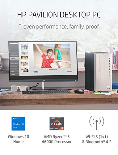 HP Pavilion Desktop PC, AMD Ryzen 5 4600G Processor 6-core with Radeon Graphics, 12 GB DDR4-3200 SDRAM, 512 GB HD - Windows 10 Home, Multi-Display Capable, 5.1 Surround Sound (TP01-1140)