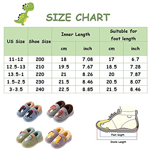 Kids Toddler Slippers Boys Girls Cute Dinosaur House Slippers Memory Foam Comfy Bedroom Home Slippers Winter Warm Indoor House Home Shoes