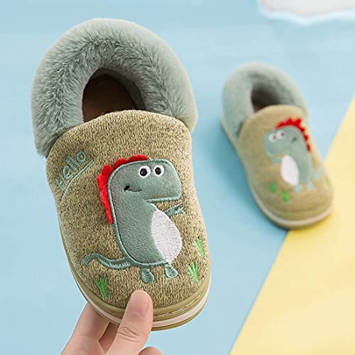 Kids Toddler Slippers Boys Girls Cute Dinosaur House Slippers Memory Foam Comfy Bedroom Home Slippers Winter Warm Indoor House Home Shoes