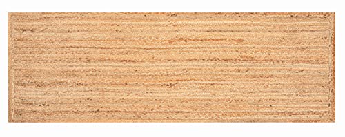 Jute Braided Runner Rug 24x72 Inches (2'x6')- Natural, Hand Woven Reversible Area Rugs for Kitchen Living Room Entryway, Eco Friendly