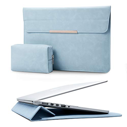 KALIDI 13.3-14 inch Laptop Stand Sleeve Case Faux Suede Leather for 13.3 13.5 13.6 14 inches MacBook Air Pro Retina 13"-14" Surface Pro with Pouch