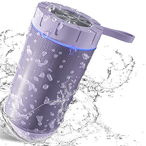 comiso Waterproof Bluetooth Speaker IPX7, 25W Wireless Portable Speakers Loud Sound Strong Bass Stereo Pairing 36 Hours Playtime, Bluetooth 5.0 Built in Mic for Calls Purple