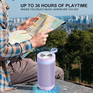 comiso Waterproof Bluetooth Speaker IPX7, 25W Wireless Portable Speakers Loud Sound Strong Bass Stereo Pairing 36 Hours Playtime, Bluetooth 5.0 Built in Mic for Calls Purple