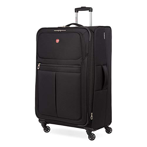 SwissGear 4010 Softside Luggage with Spinner Wheels, Black, Checked-Large 27-Inch