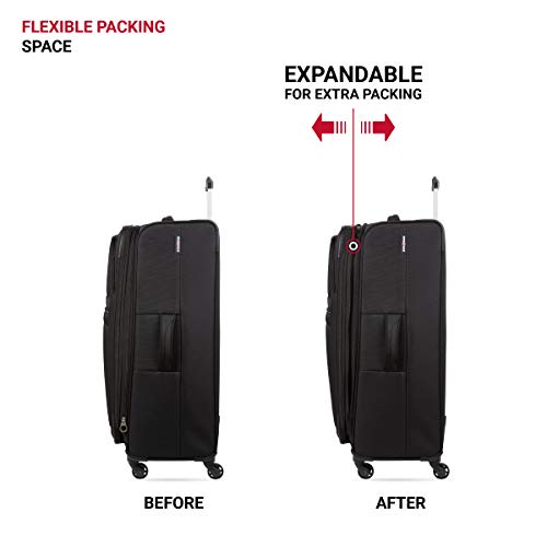 SwissGear 4010 Softside Luggage with Spinner Wheels, Black, Checked-Large 27-Inch