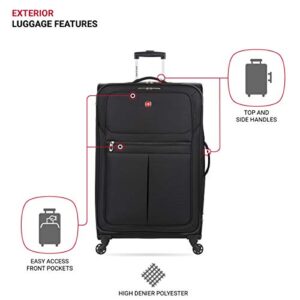 SwissGear 4010 Softside Luggage with Spinner Wheels, Black, Checked-Large 27-Inch