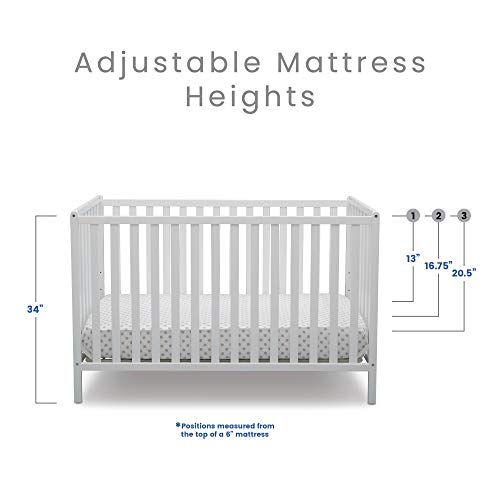 Delta Children Heartland 4-in-1 Convertible Crib, Bianca White + Delta Children Twinkle Galaxy Dual Sided Recycled Fiber Core Crib and Toddler Mattress (Bundle)