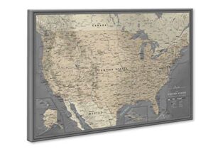 united states travel map pin board | national park push pin map | usa wall map on canvas | detailed cartography (35 x 24)